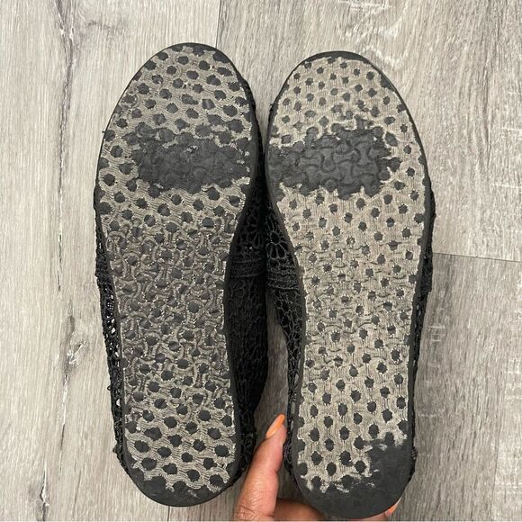 TOMS Alpargata Moroccan Black Crochet Floral Slip On Summer Flat Shoes Size 5 - Picture 8 of 17